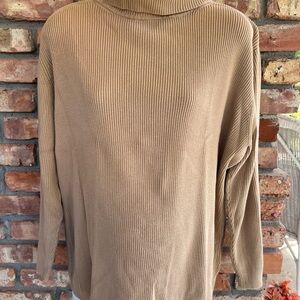Cherokee ribbed turtleneck 100% cotton Carmel brown sweater size 3